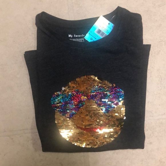 NWT Emoji reversible tee size 10/12 - Picture 2 of 5